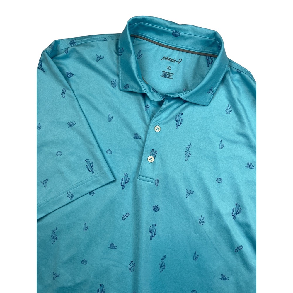 Johnnie-O‎ EUC Polo Shirt Men's XL Blue Kit Ibiza Cactus Surfer JMPO4570
